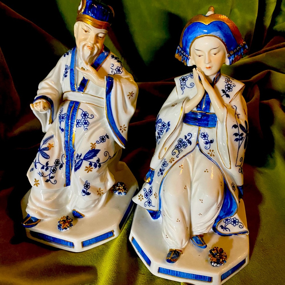 Pair of Vienna Woods fine china statues